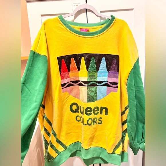 Queen of sparkles Queen Colors Rainbow Crayon Graphic Sweatshirt - Picture 1 of 13